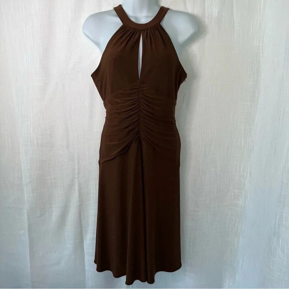 Y2k Nine‎ West Dress Brown Fit And Flare Keyhole Cutout Bodice Size 4